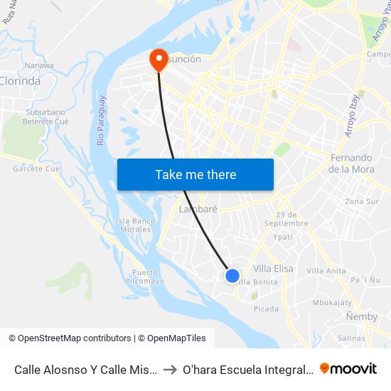 Calle Alosnso Y Calle Misiones Jesuiticas to O'hara Escuela Integral Gastronómica map