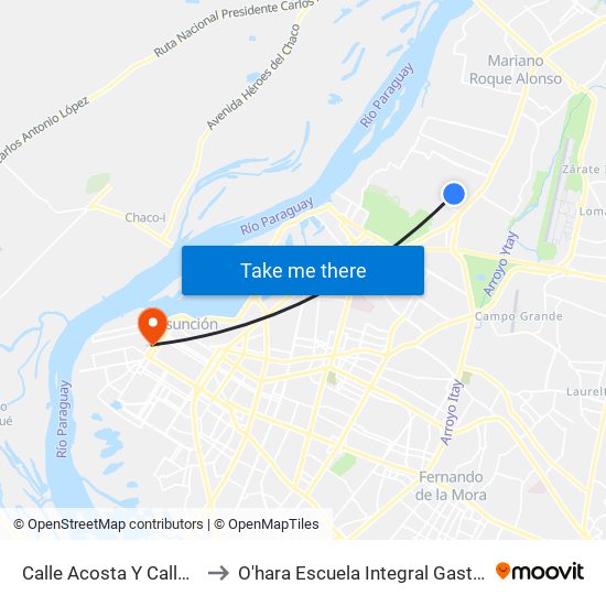 Calle Acosta Y Calle Aveiro to O'hara Escuela Integral Gastronómica map