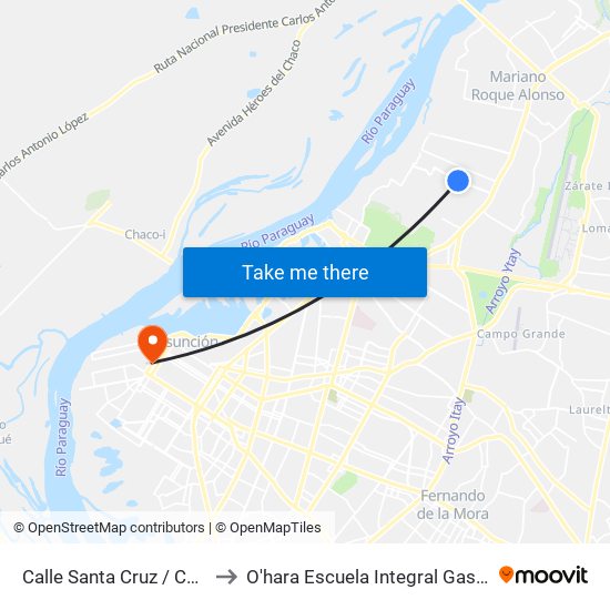 Calle Santa Cruz / Calle Bello to O'hara Escuela Integral Gastronómica map
