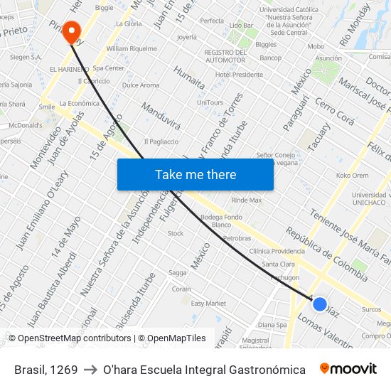 Brasil, 1269 to O'hara Escuela Integral Gastronómica map