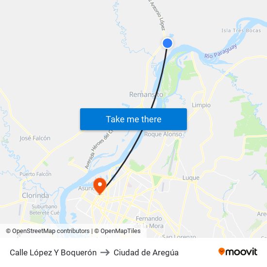 Calle López Y Boquerón to Ciudad de Aregúa map
