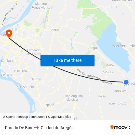 Parada De Bus to Ciudad de Aregúa map