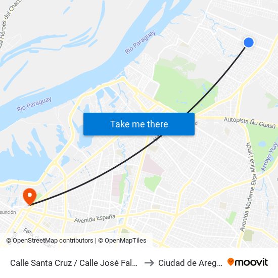 Calle Santa Cruz / Calle José Falcón to Ciudad de Aregúa map