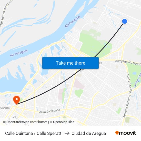 Calle Quintana / Calle Speratti to Ciudad de Aregúa map
