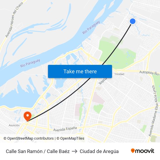 Calle San Ramón / Calle Baéz to Ciudad de Aregúa map