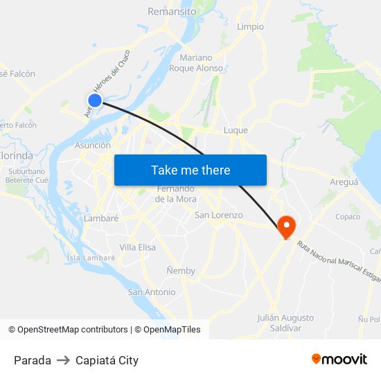 Parada to Capiatá City map