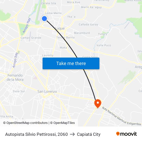 Autopista Silvio Pettirossi, 2060 to Capiatá City map