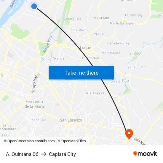 A. Quintana 06 to Capiatá City map