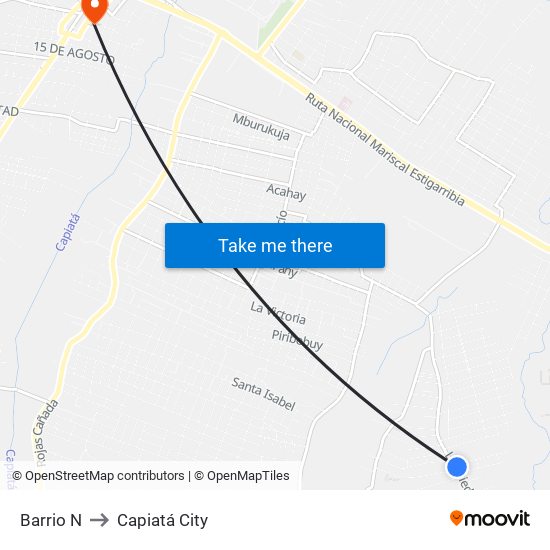 Barrio N to Capiatá City map