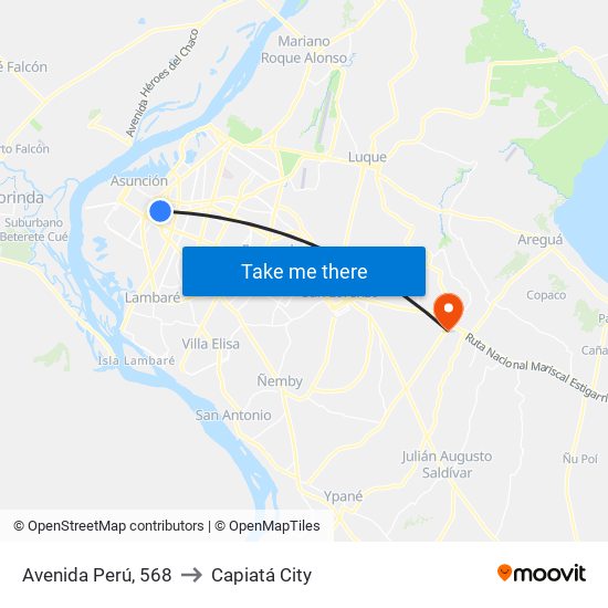 Avenida Perú, 568 to Capiatá City map