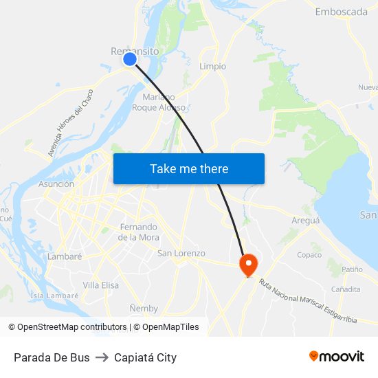 Parada De Bus to Capiatá City map