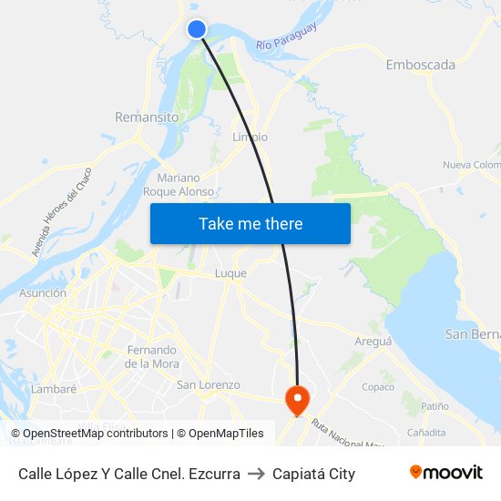 Calle López Y Calle Cnel. Ezcurra to Capiatá City map