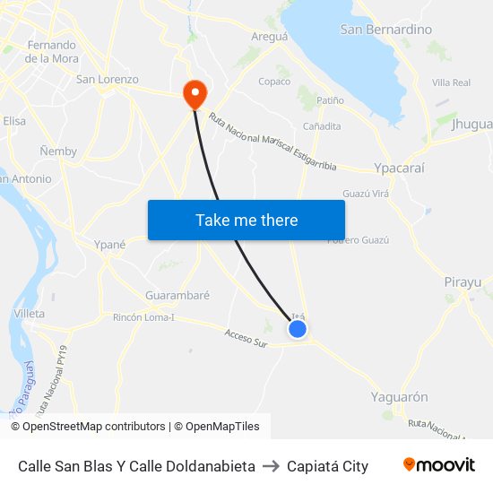 Calle San Blas Y Calle Doldanabieta to Capiatá City map