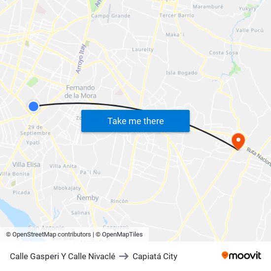 Calle Gasperi Y Calle Nivaclé to Capiatá City map