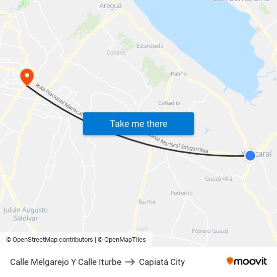 Calle Melgarejo Y Calle Iturbe to Capiatá City map