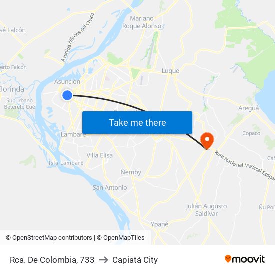 Rca. De Colombia, 733 to Capiatá City map