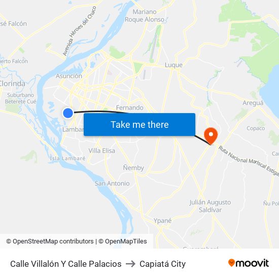 Calle Villalón Y Calle Palacios to Capiatá City map