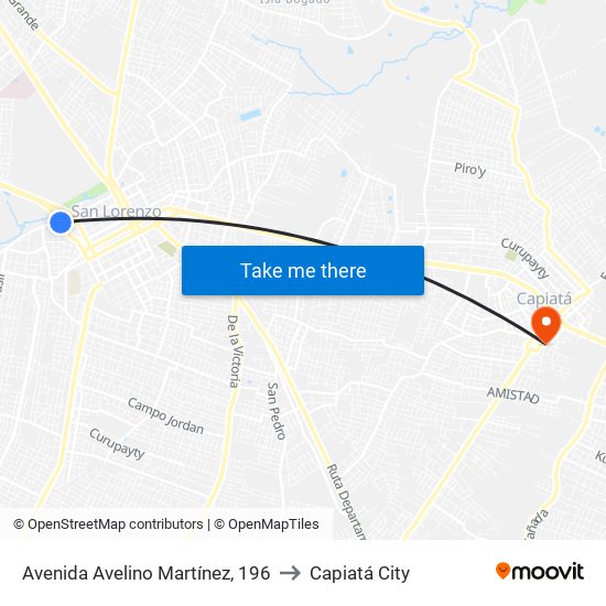 Avenida Avelino Martínez, 196 to Capiatá City map
