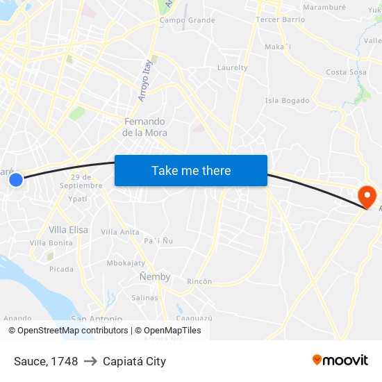 Sauce, 1748 to Capiatá City map