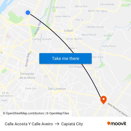 Calle Acosta Y Calle Aveiro to Capiatá City map