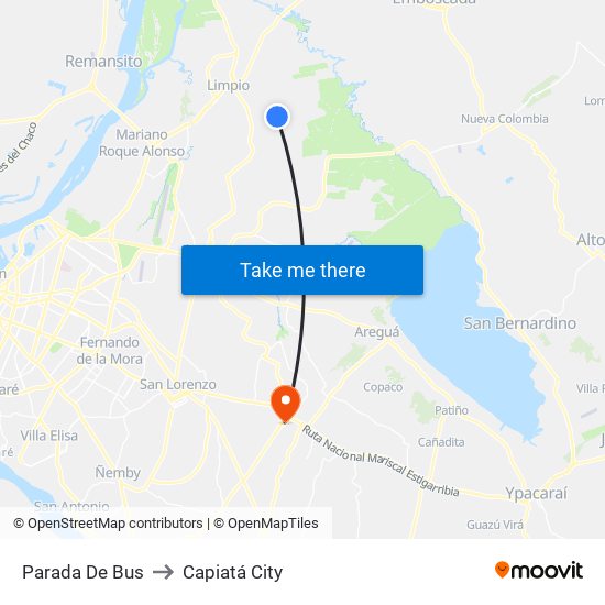 Parada De Bus to Capiatá City map