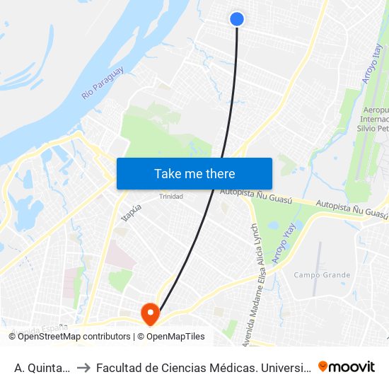 A. Quintana 04 to Facultad  de Ciencias Médicas. Universidad del Pacífico map