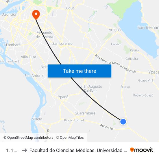 1, 1315 to Facultad  de Ciencias Médicas. Universidad del Pacífico map