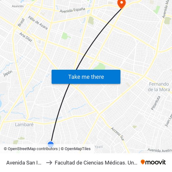 Avenida San Isidro, 2289 to Facultad  de Ciencias Médicas. Universidad del Pacífico map