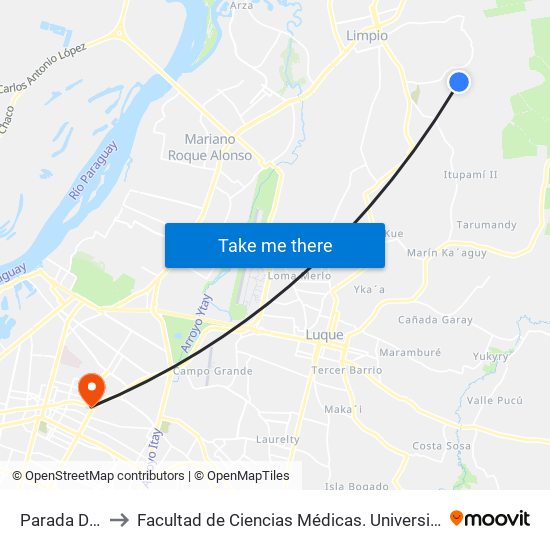 Parada De Bus to Facultad  de Ciencias Médicas. Universidad del Pacífico map