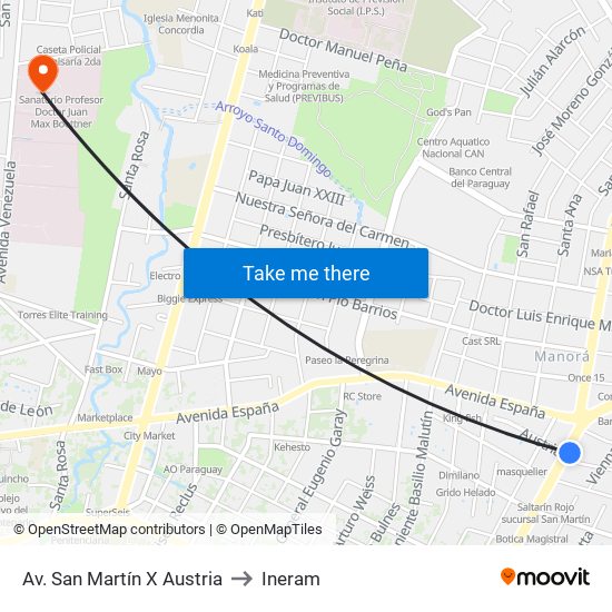 Av. San Martín X Austria to Ineram map