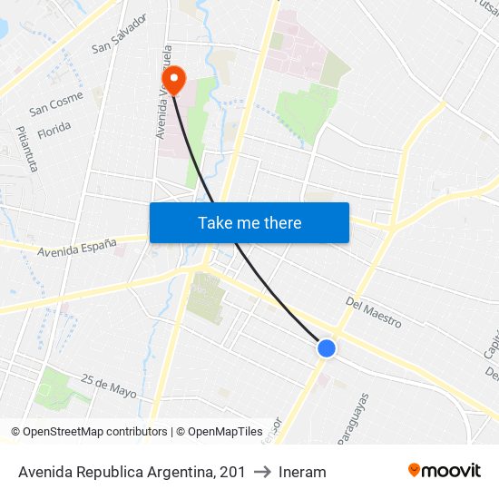 Avenida Republica Argentina, 201 to Ineram map