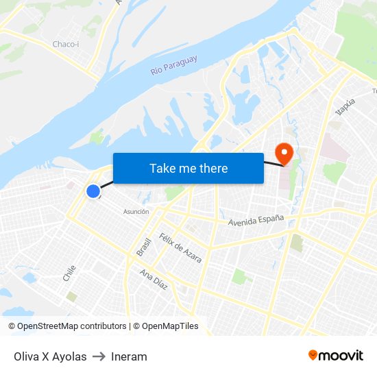 Oliva X Ayolas to Ineram map