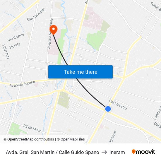 Avda. Gral. San Martín / Calle Guido Spano to Ineram map