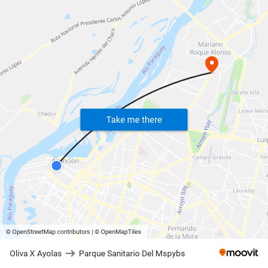 Oliva X Ayolas to Parque Sanitario Del Mspybs map