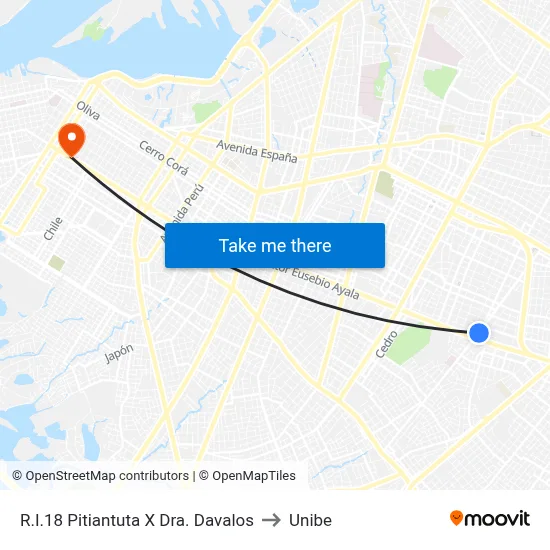 R.I.18 Pitiantuta X Dra. Davalos to Unibe map