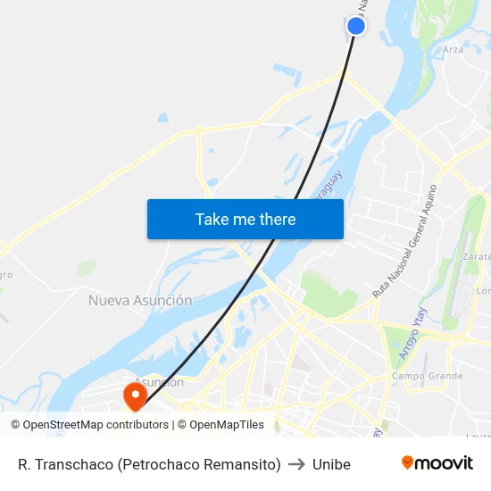 R. Transchaco (Petrochaco Remansito) to Unibe map