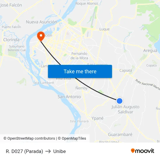 R. D027 (Parada) to Unibe map