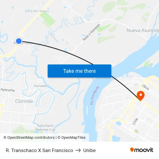 R. Transchaco X San Francisco to Unibe map