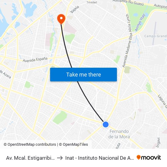 Av. Mcal. Estigarribia X 14 De Mayo to Inat - Instituto Nacional De Ablación Y Transplante map