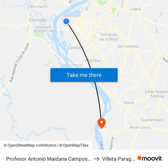 Profesor Antonio Maidana Campos, 1045 to Villeta Paraguay map