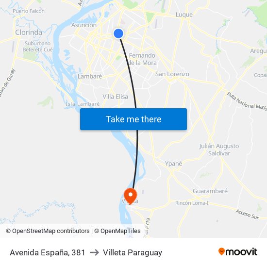 Avenida España, 381 to Villeta Paraguay map