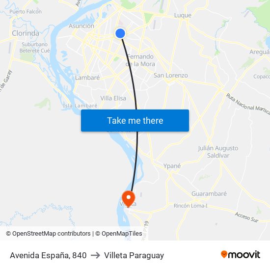Avenida España, 840 to Villeta Paraguay map