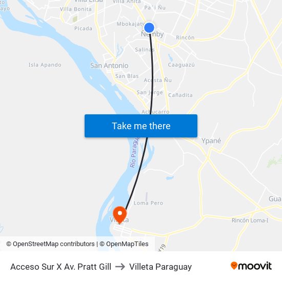 Acceso Sur X Av. Pratt Gill to Villeta Paraguay map