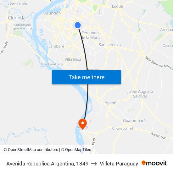 Avenida Republica Argentina, 1849 to Villeta Paraguay map