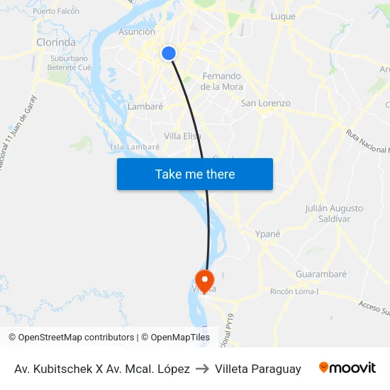 Av. Kubitschek X Av. Mcal. López to Villeta Paraguay map