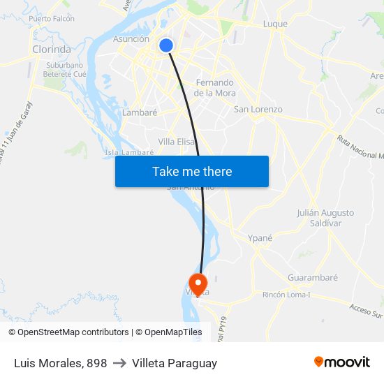 Luis Morales, 898 to Villeta Paraguay map