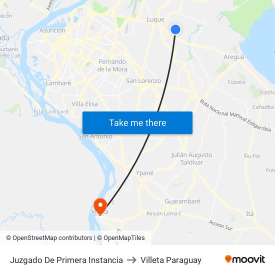Juzgado De Primera Instancia to Villeta Paraguay map