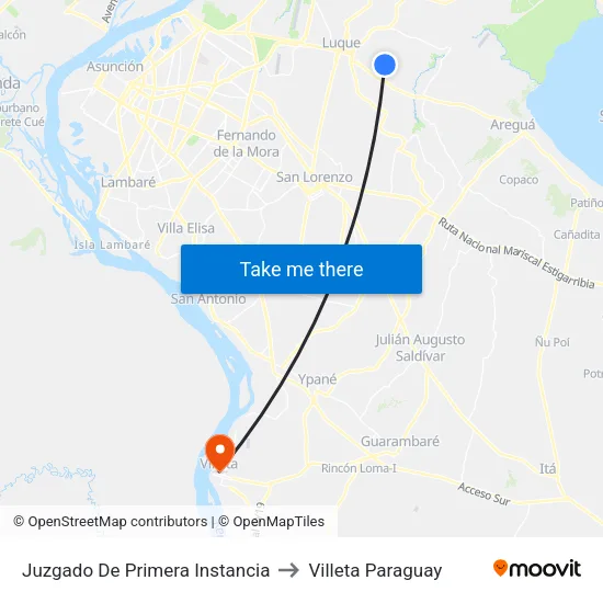 Juzgado De Primera Instancia to Villeta Paraguay map