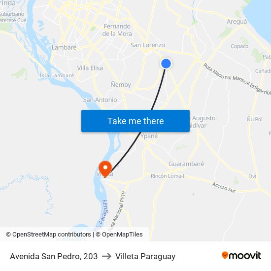 Avenida San Pedro, 203 to Villeta Paraguay map