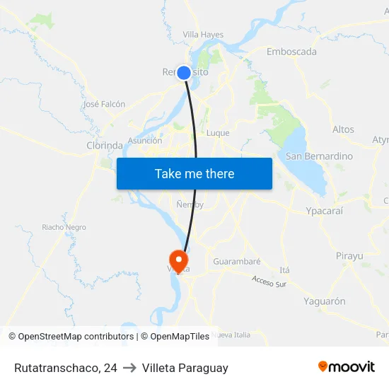 Rutatranschaco, 24 to Villeta Paraguay map